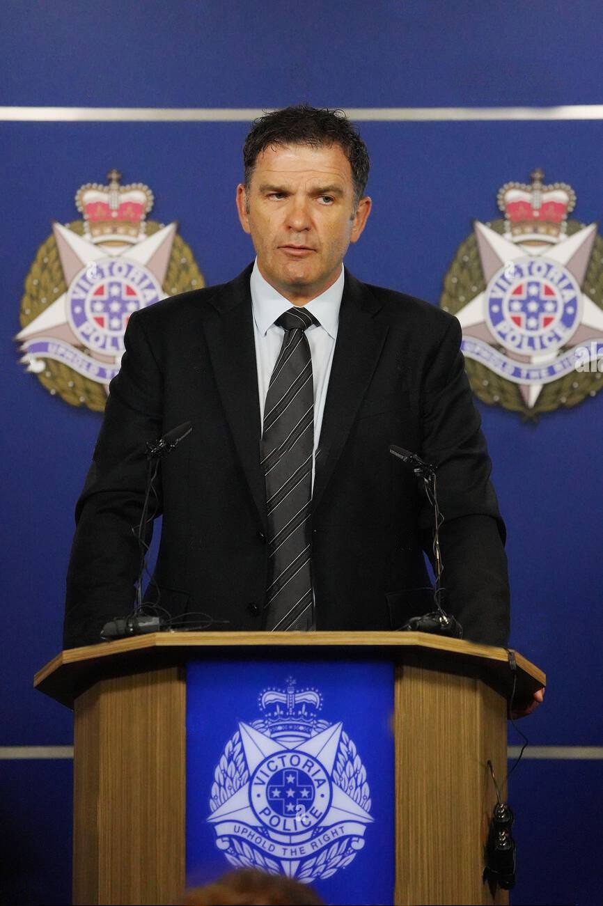 Andrew Stamper at a Victoria Police media conference.